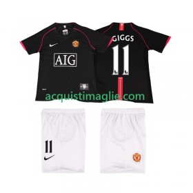 Divisa di Calcio Manchester United GIGGS 11 2007 2008 Retro Bambino Trasferta